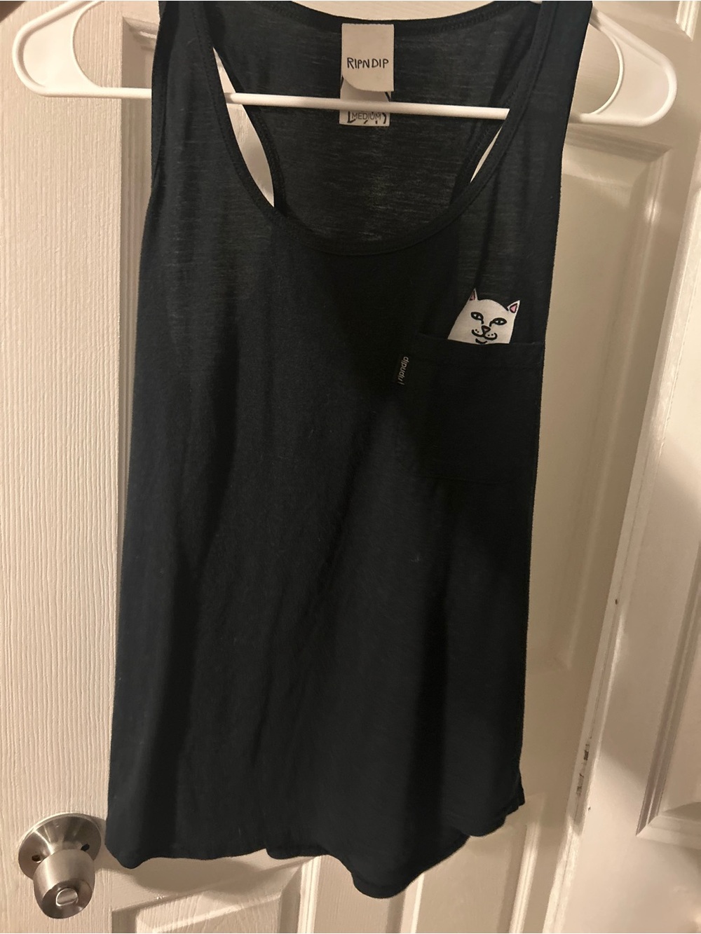 Ripndip Black Tank Top with Peek-A-Boo Cat Pocket